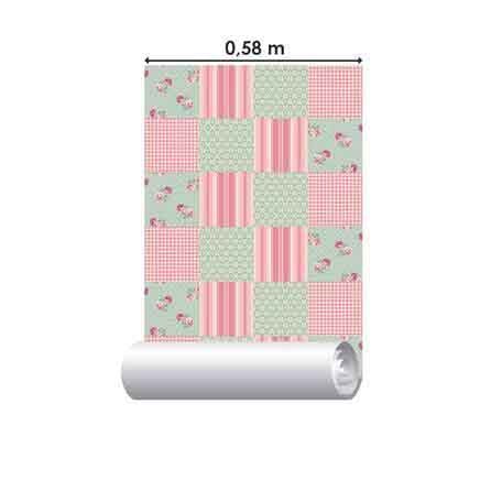 Papel de Parede Azulejo flores xadrez listrado 130491389 - Papel na Parede