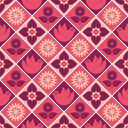 Papel de Parede Azulejo Passaro Flores 287593469 - Papel na Parede