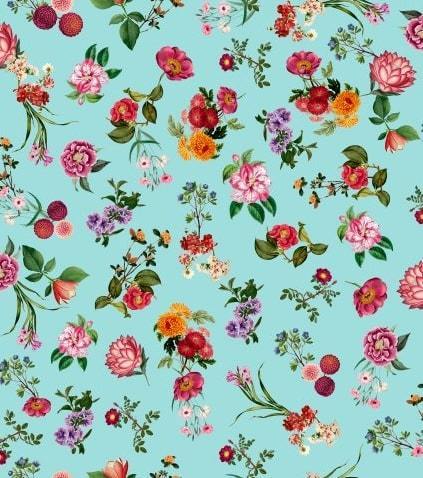 Papel De Parede Brincar Bobinex Floral Azul - 3650 - Papel na Parede
