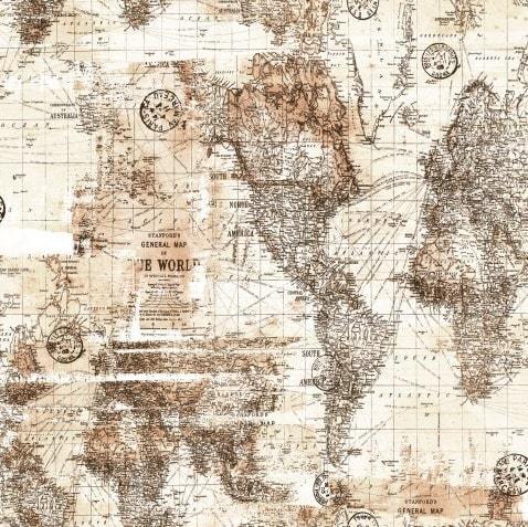 Papel De Parede Brincar Bobinex Mapa Mundi Bege - 3649 - Papel na Parede