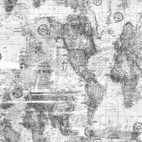 Papel De Parede Brincar Bobinex Mapa Mundi Cinza - 3648 - Papel na Parede