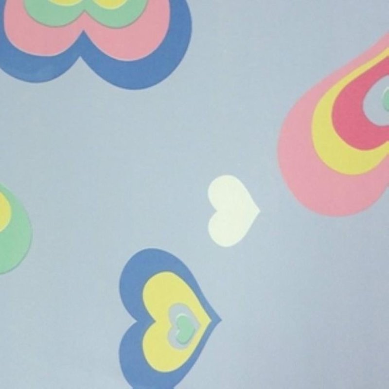 Papel de Parede Coração Colorido Azul Kawayi 312205 - Papel na Parede