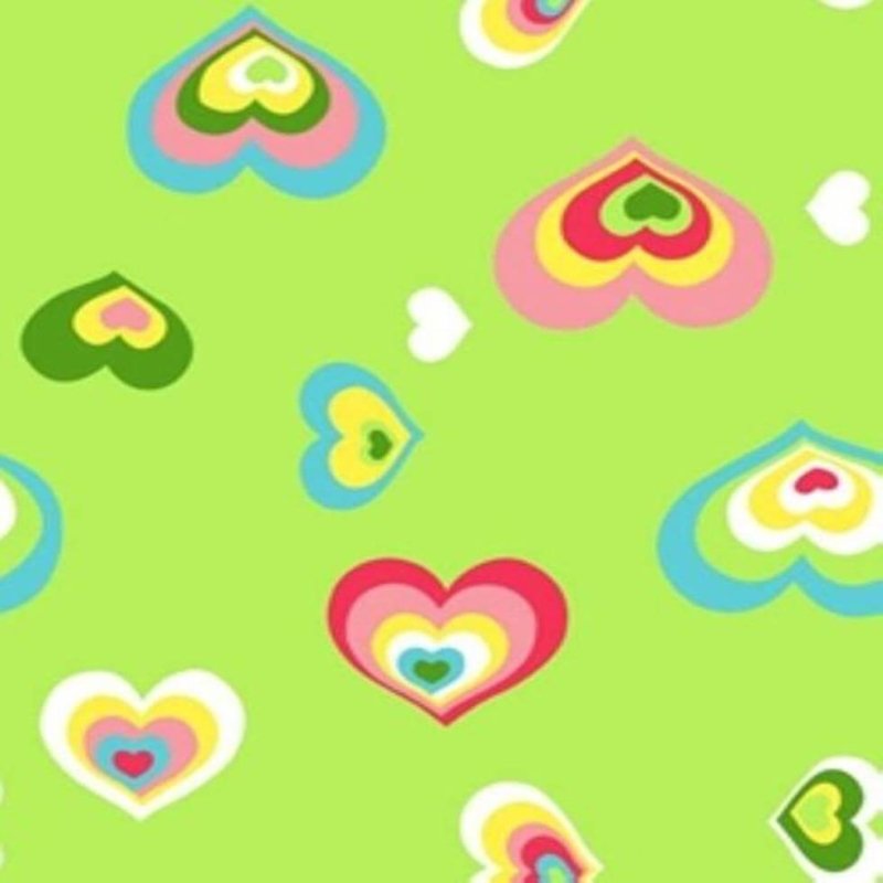 Papel de Parede Coração Colorido Verde Kawayi 312204 - Papel na Parede
