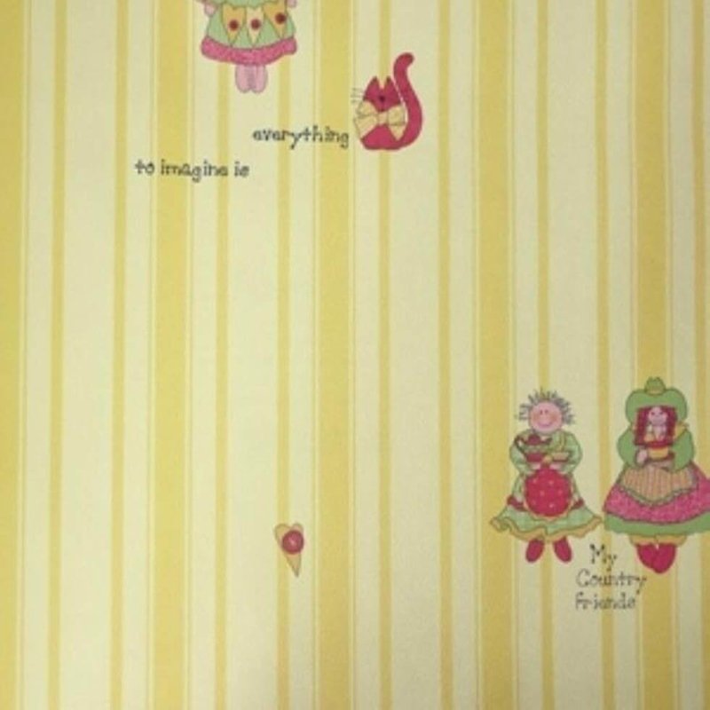 Papel de Parede Indantil Listrado Amarelo Kawayi 312403 - Papel na Parede