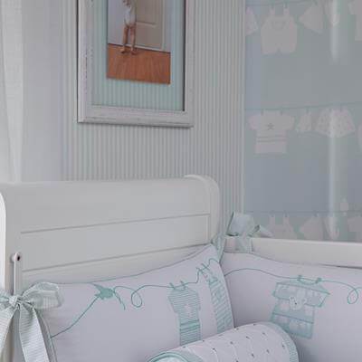 Papel de Parede Infantário listras azul e branca 1752 - Papel na Parede