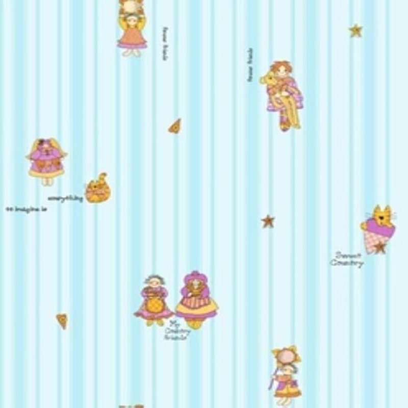 Papel de Parede Infantil Listrado Azul Kawayi 312401 - Papel na Parede