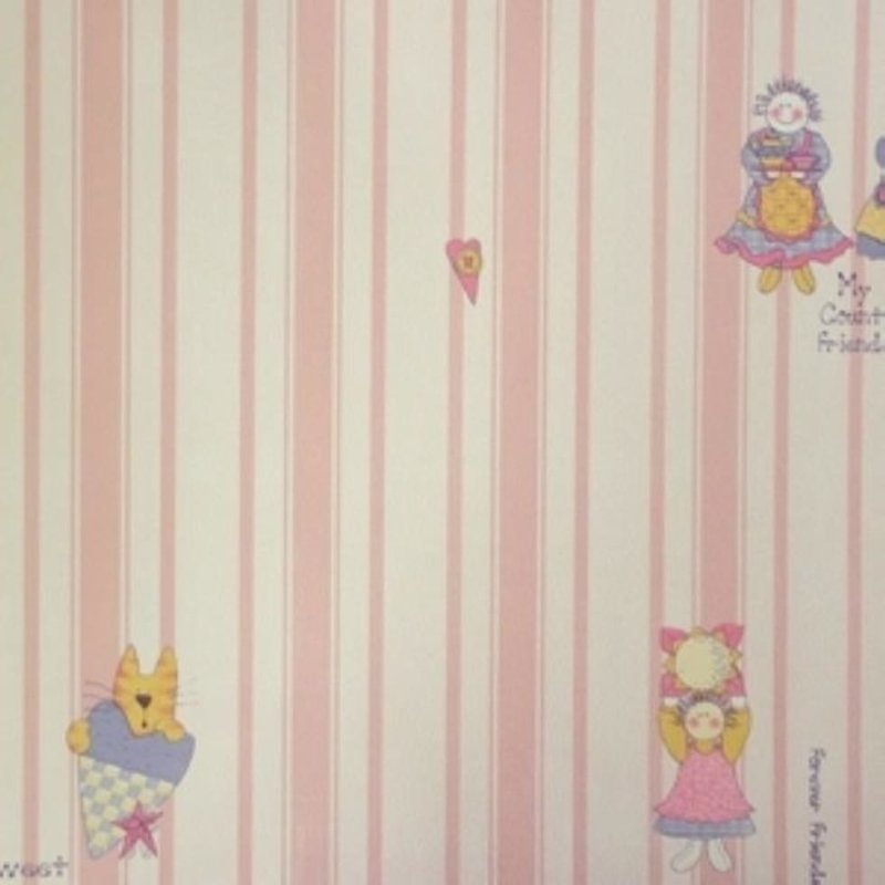 Papel de Parede Infantil Listrado Rosa Kawayi 312405 - Papel na Parede
