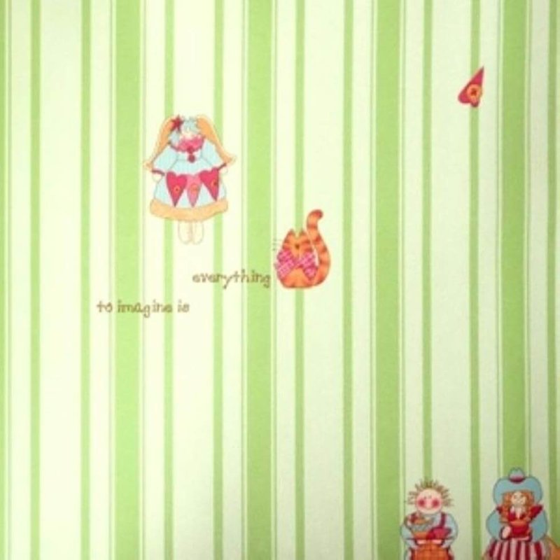 Papel de Parede Infantil Listrado Verde Kawayi 312404 - Papel na Parede