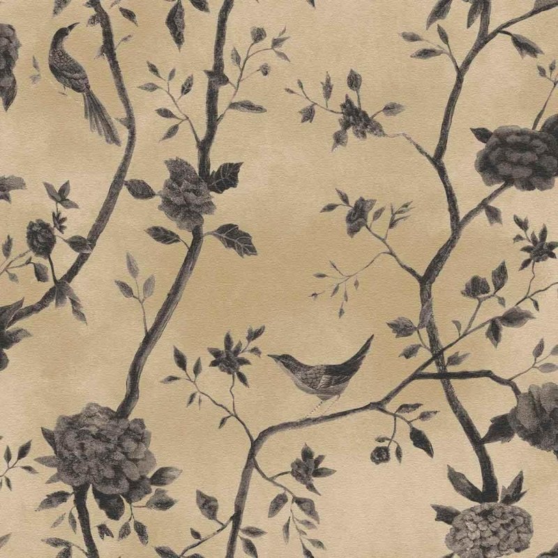 Papel de Parede Natural Bobinex Floral Cinza e Marrom 1443 - Papel na Parede