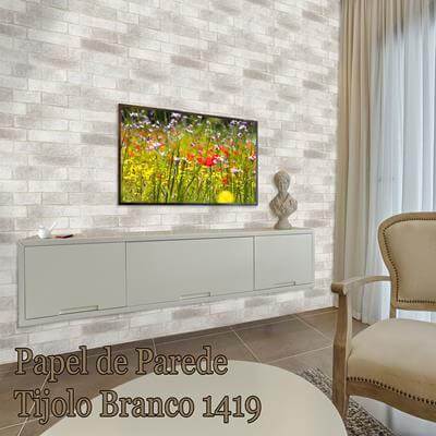 Papel de Parede Natural Bobinex Tijolo Branco 1419 - Papel na Parede