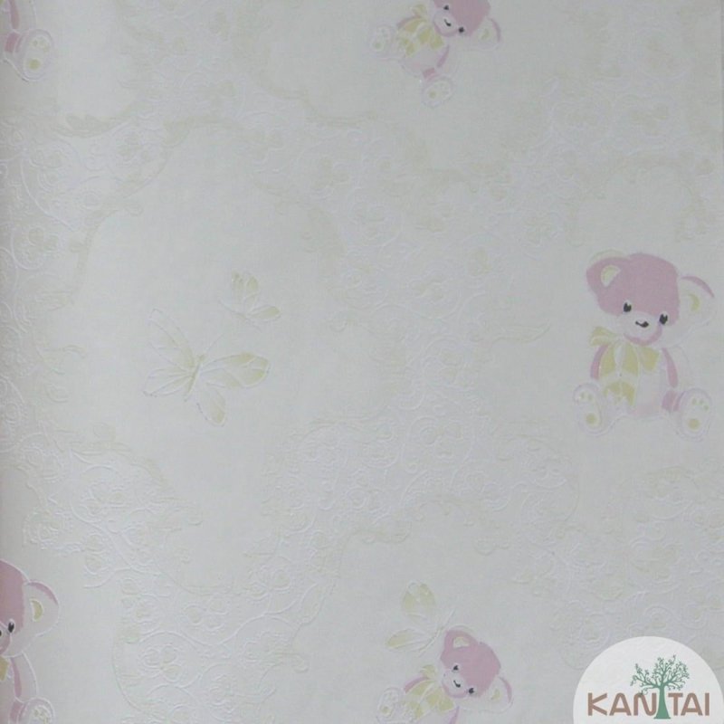 Papel de Parede Texturizado Bebê Fofo Infantil Ursinho Vintage Grace GR921901 - Papel na Parede