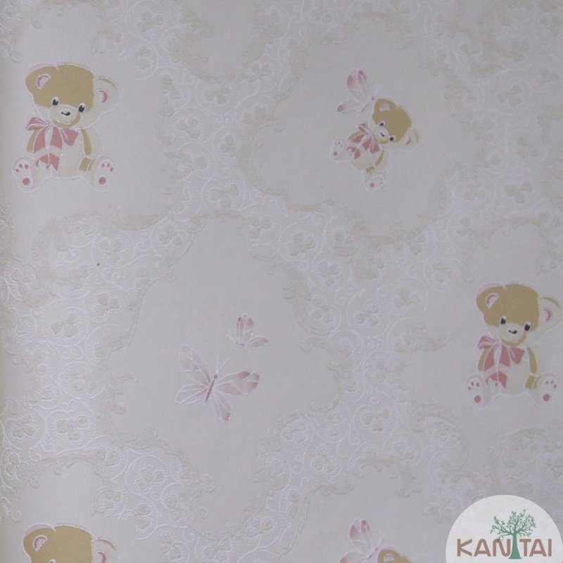 Papel de Parede Texturizado Bebê Fofo Infantil Ursinho Vintage Grace GR921904 - Papel na Parede
