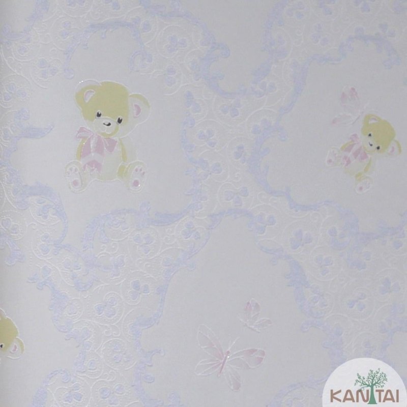 Papel de Parede Texturizado Bebê Fofo Infantil Ursinho Vintage Grace GR921905 - Papel na Parede