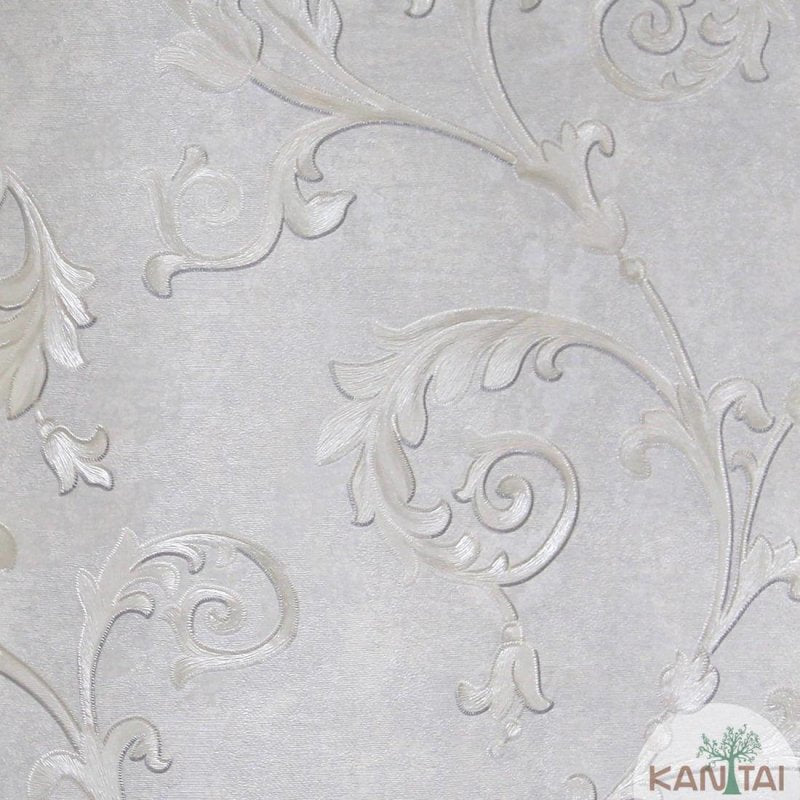 Papel de Parede Texturizado Clássico Vintage Acetinado Prateado Grace GR920301 - Papel na Parede