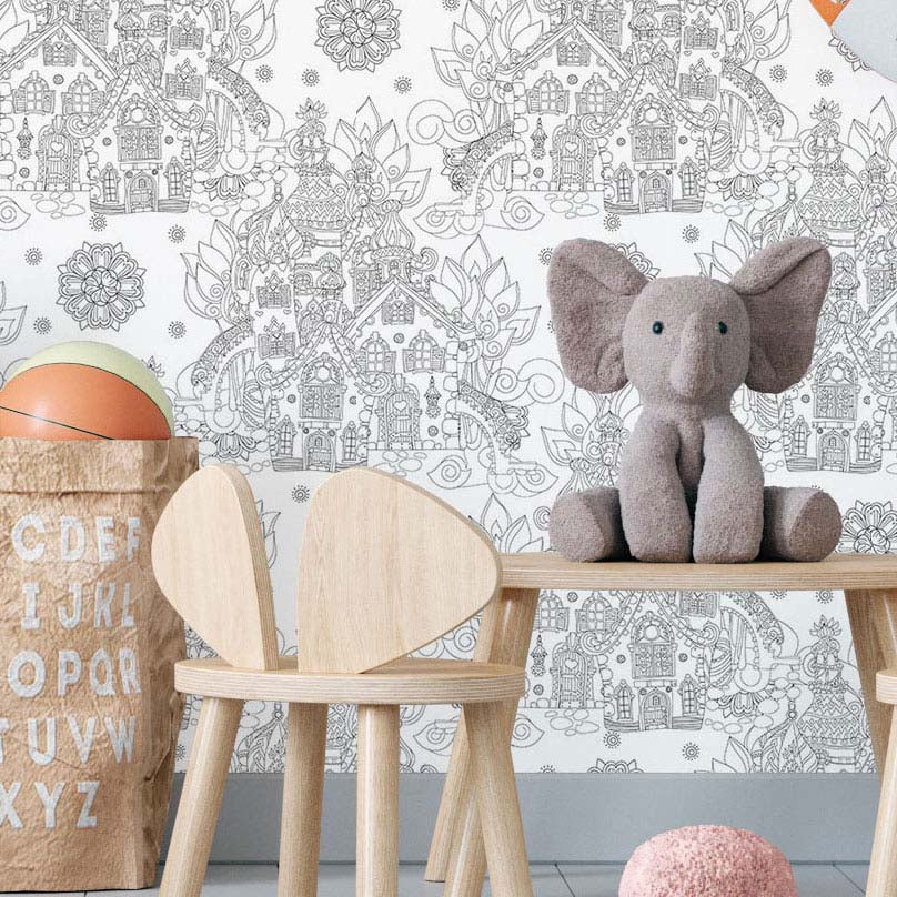 Papel de Parede Adesivo Para Colorir 391314499