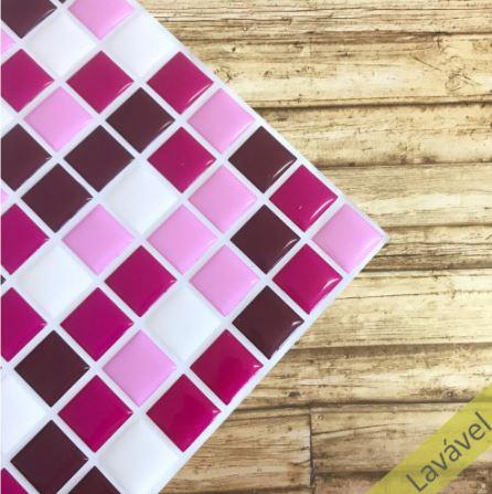 Placa de Pastilha Adesiva Resinada Tons de Rosa - 28,5cm x 31cm
