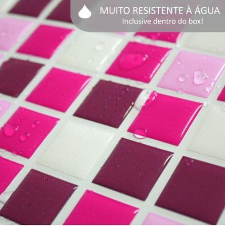 Placa de Pastilha Adesiva Resinada Tons de Rosa - 28,5cm x 31cm