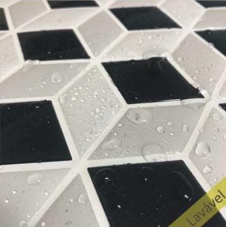 Placa de Pastilha Adesiva Resinada Cubo Rejunte Branco 26 cm x 33cm - Papel na Parede