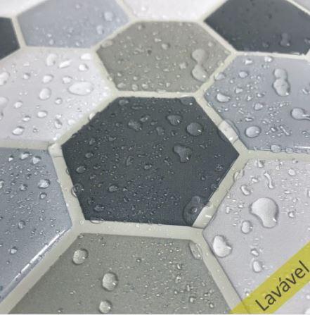 Placa de Pastilha Adesiva Resinada Hexagonal Fendi Rejunte Cinza 29cm x 29cm - Papel na Parede