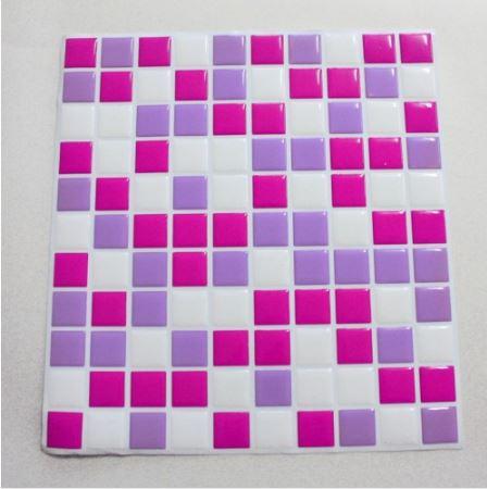 Placa de Pastilha Adesiva Resinada Lilás, Rosa e Branco - 28,5cm x 31cm - Papel na Parede