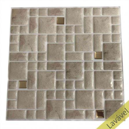 Placa de Pastilha Adesiva Resinada Mosaico Atenas- 28,5cm x 31cm - Papel na Parede