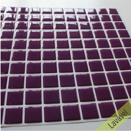 Placa de Pastilha Adesiva Resinada Violeta - 28,5cm x 31cm - Papel na Parede