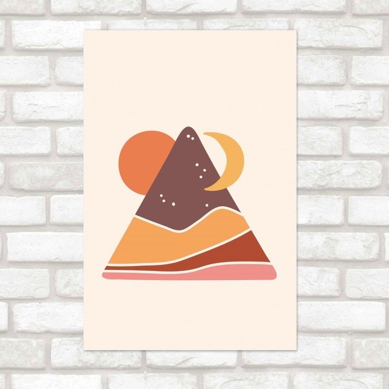 Poster Decorativo Abstrato Geométrico Sol e Lua N015252 - Papel na Parede