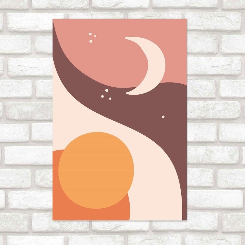 Poster Decorativo Abstrato Sol e Lua N015250 - Papel na Parede