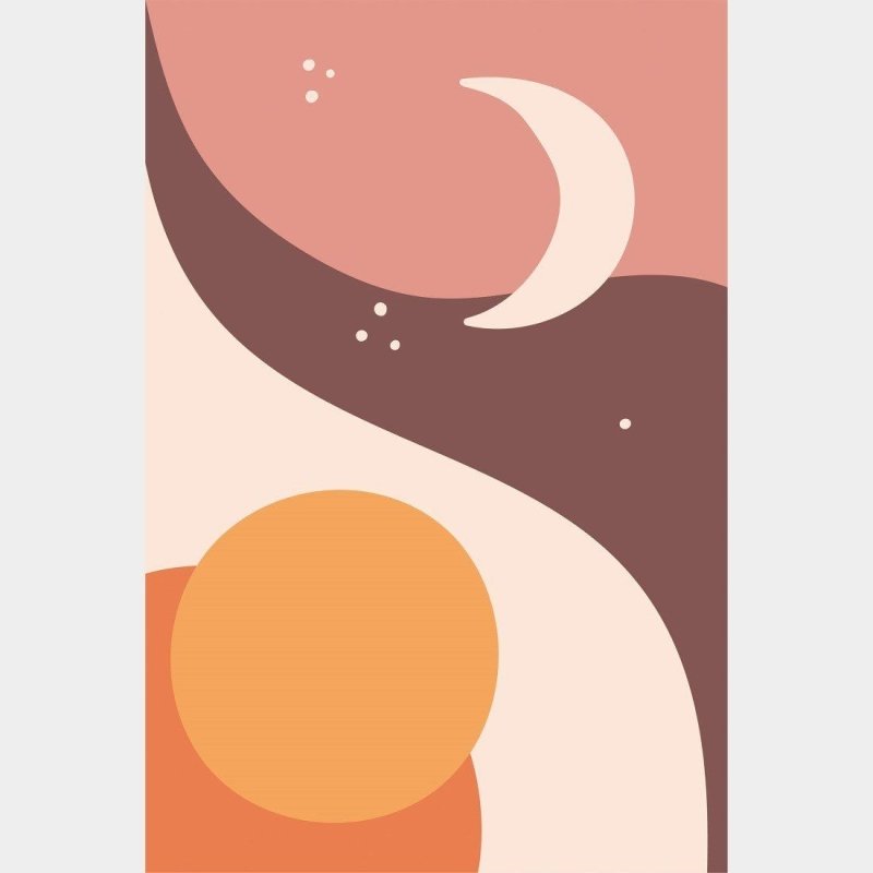 Poster Decorativo Abstrato Sol e Lua N015250 - Papel na Parede
