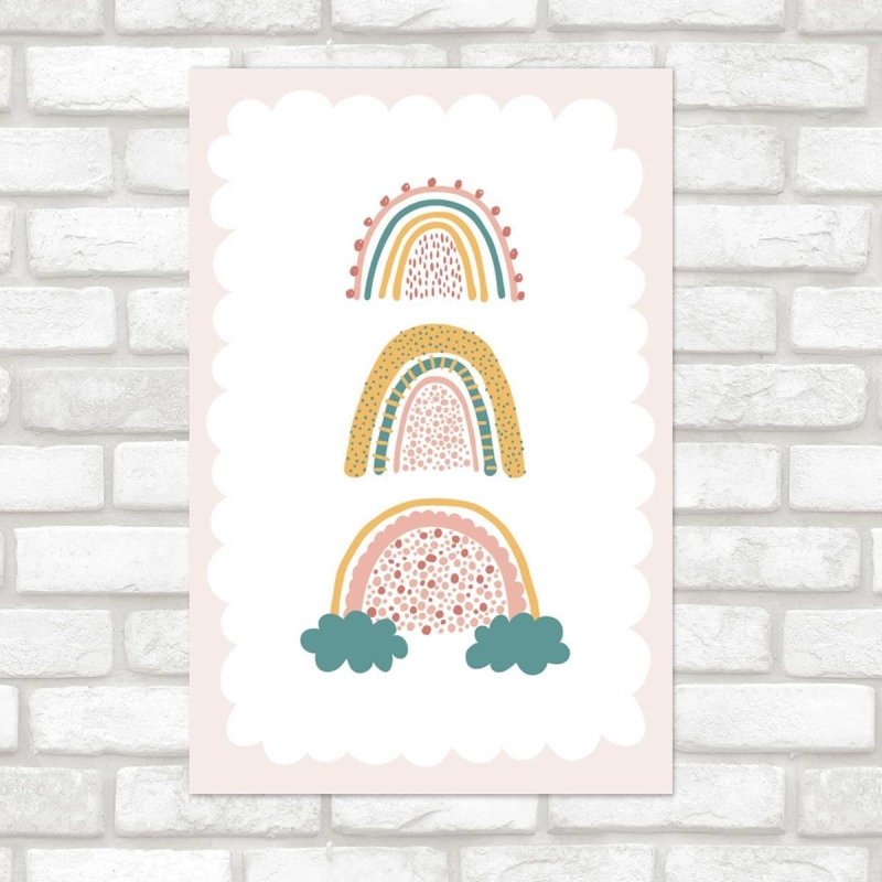 Poster Decorativo Arco-íris Abstrato Rosa Claro N07278 - Papel na Parede