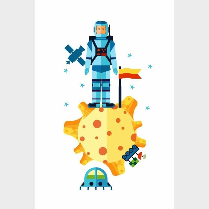 Poster Decorativo Astronauta Em Asteroide N09232 - Papel na Parede