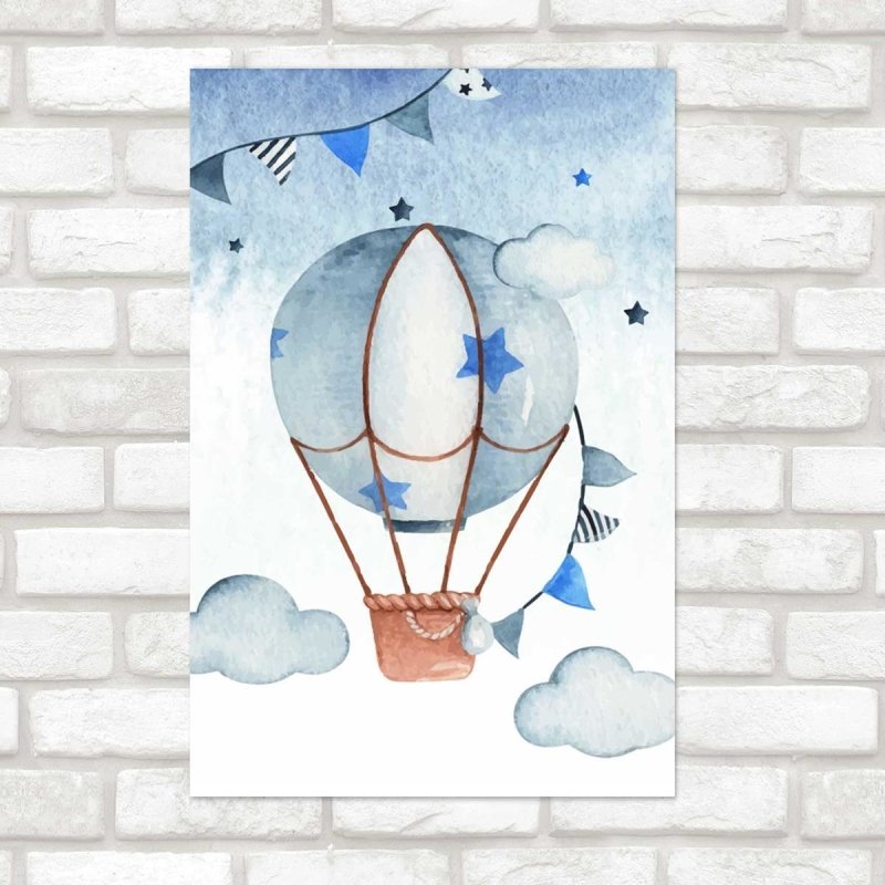 Poster Decorativo Balão de Ar Quente Aquarela N07258 - Papel na Parede