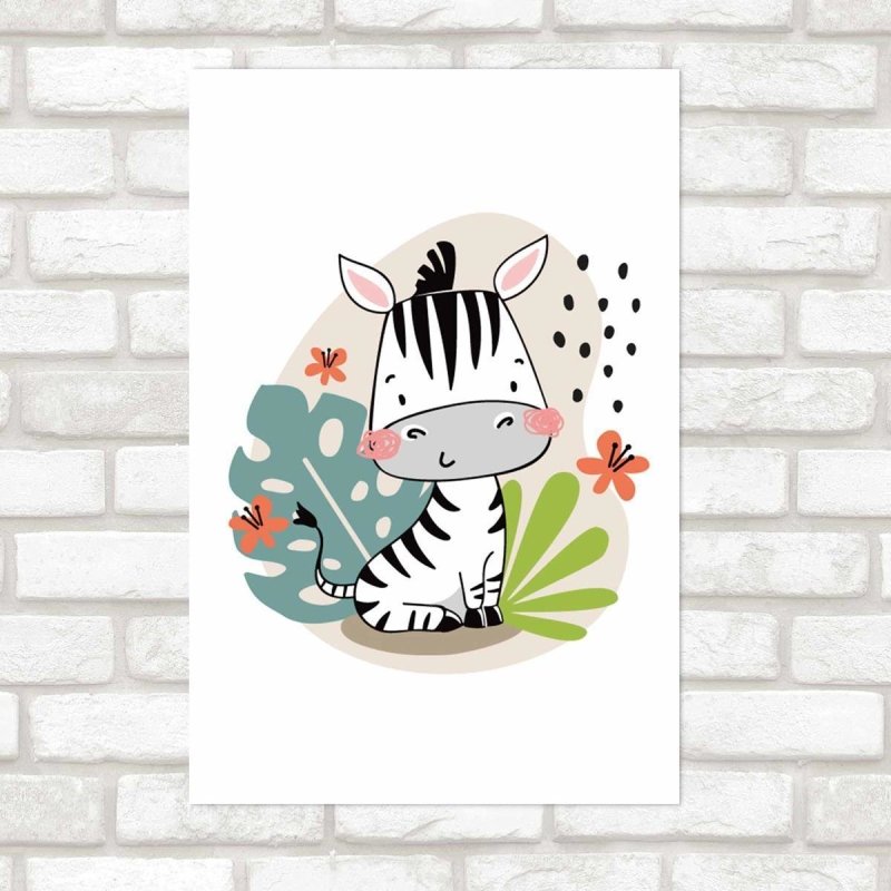 Poster Decorativo Bebê Zebra Fofo N09262 - Papel na Parede