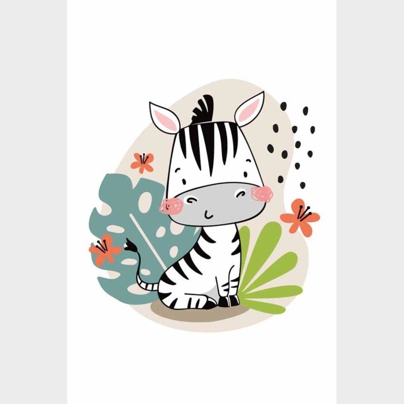 Poster Decorativo Bebê Zebra Fofo N09262 - Papel na Parede