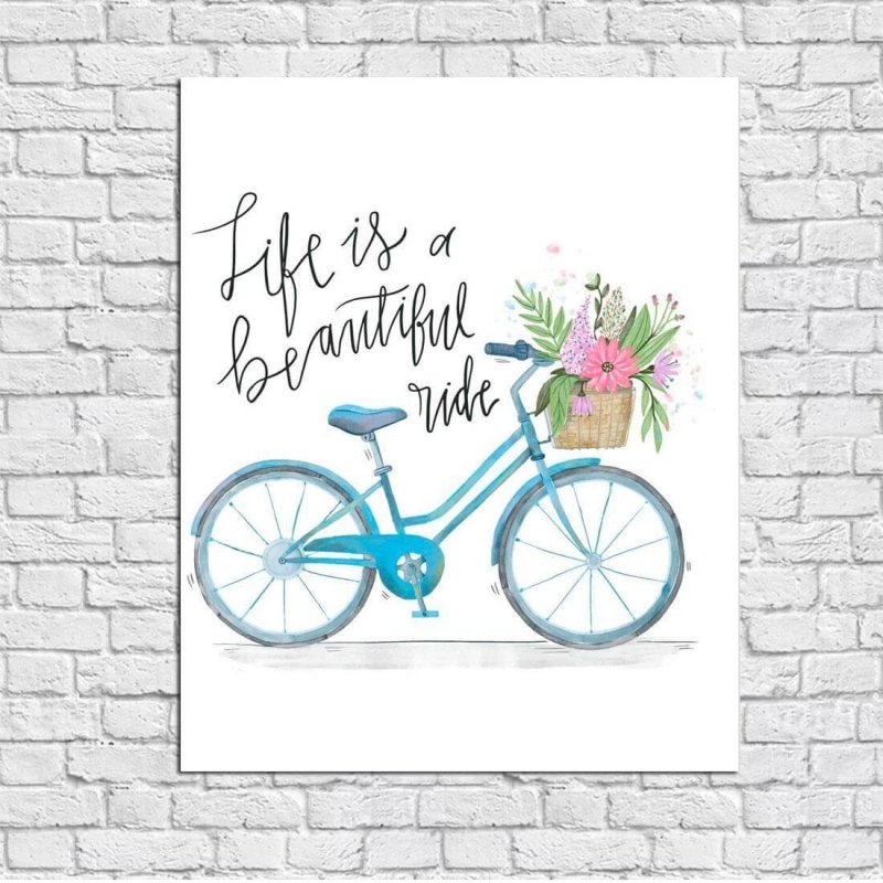 Poster Decorativo Bicicleta Frase Flor 35621 - Papel na Parede