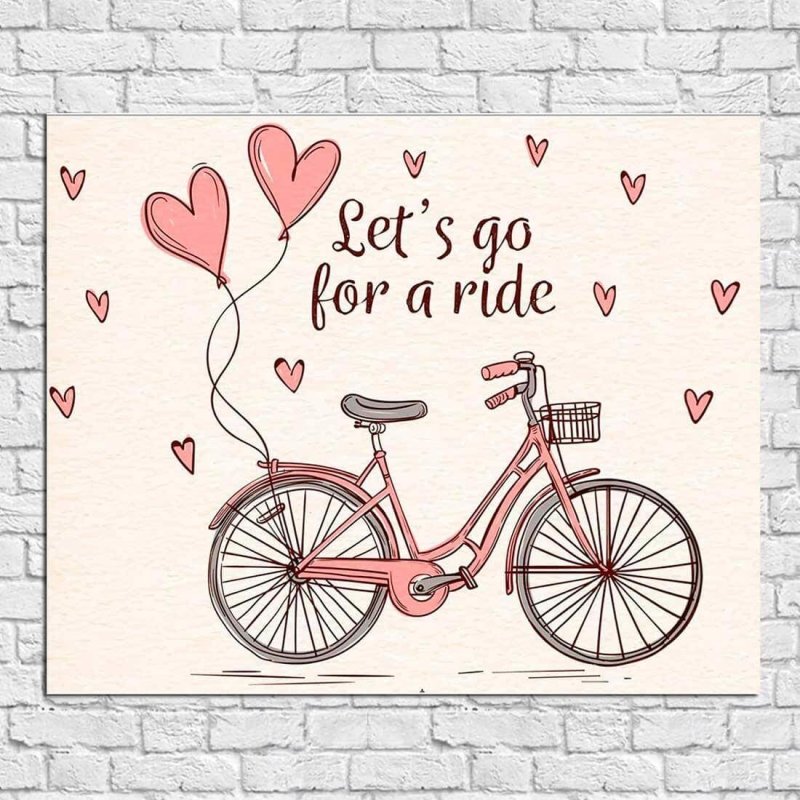 Poster Decorativo Bicicleta Frase Romântico 74451 - Papel na Parede