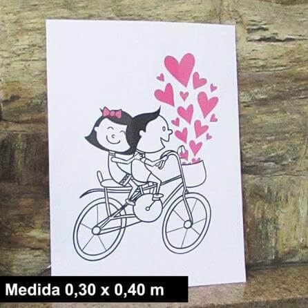 Poster Decorativo Bicicleta Romântico Casal 89542 - Papel na Parede