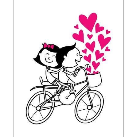 Poster Decorativo Bicicleta Romântico Casal 89542 - Papel na Parede