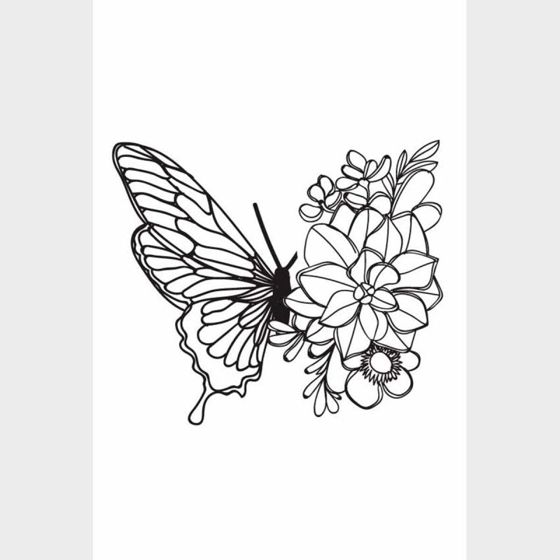Poster Decorativo Borboleta E Flores N09292 - Papel na Parede