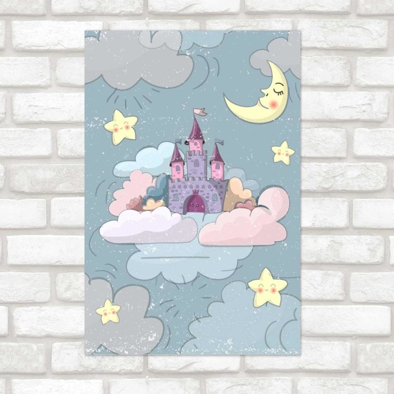 Poster Decorativo Castelo Ancantado Lua Estrela N07213 - Papel na Parede