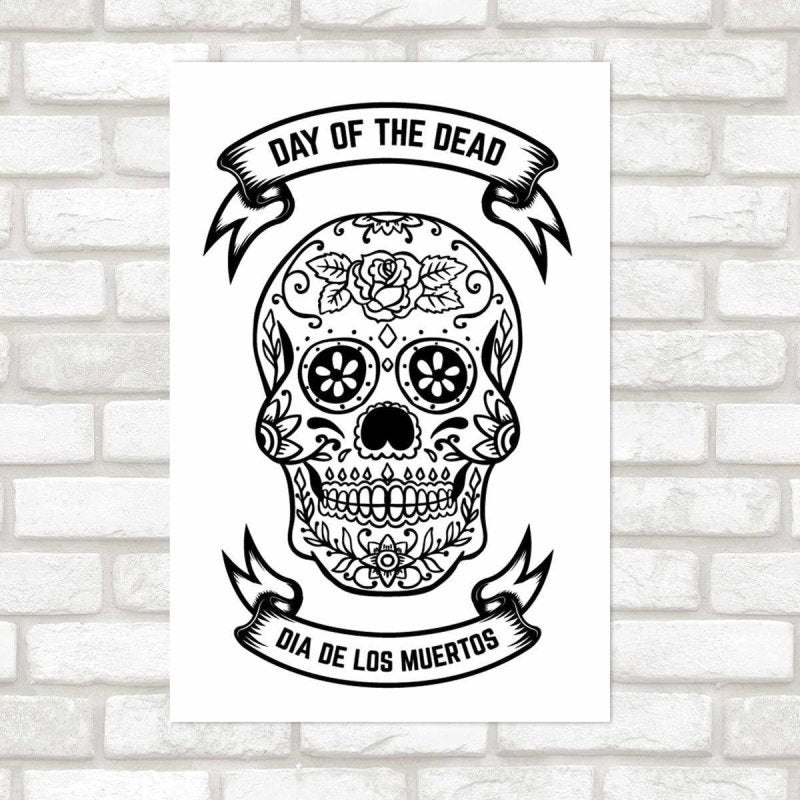 Poster Decorativo Caveira Dia De Los Muertos N09240 - Papel na Parede