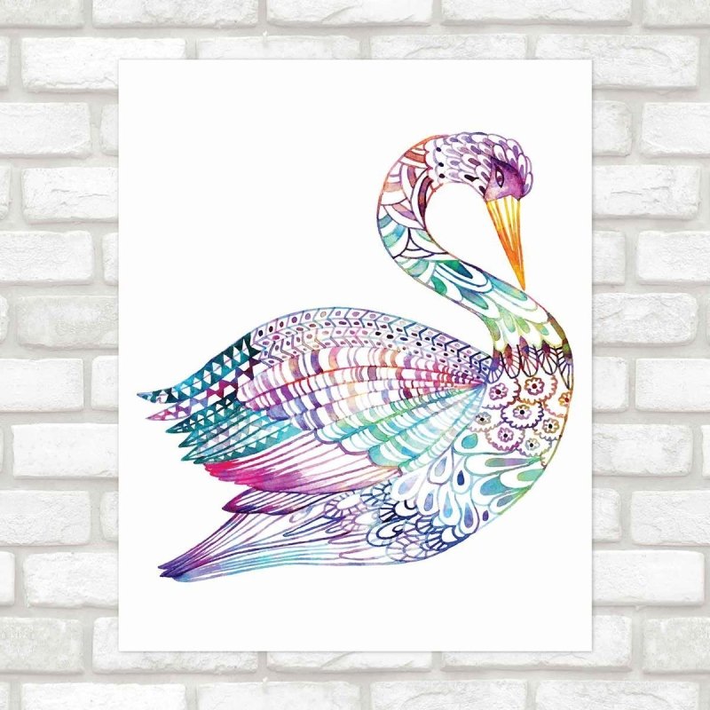 Poster Decorativo cisne colorido PA0113 - Papel na Parede