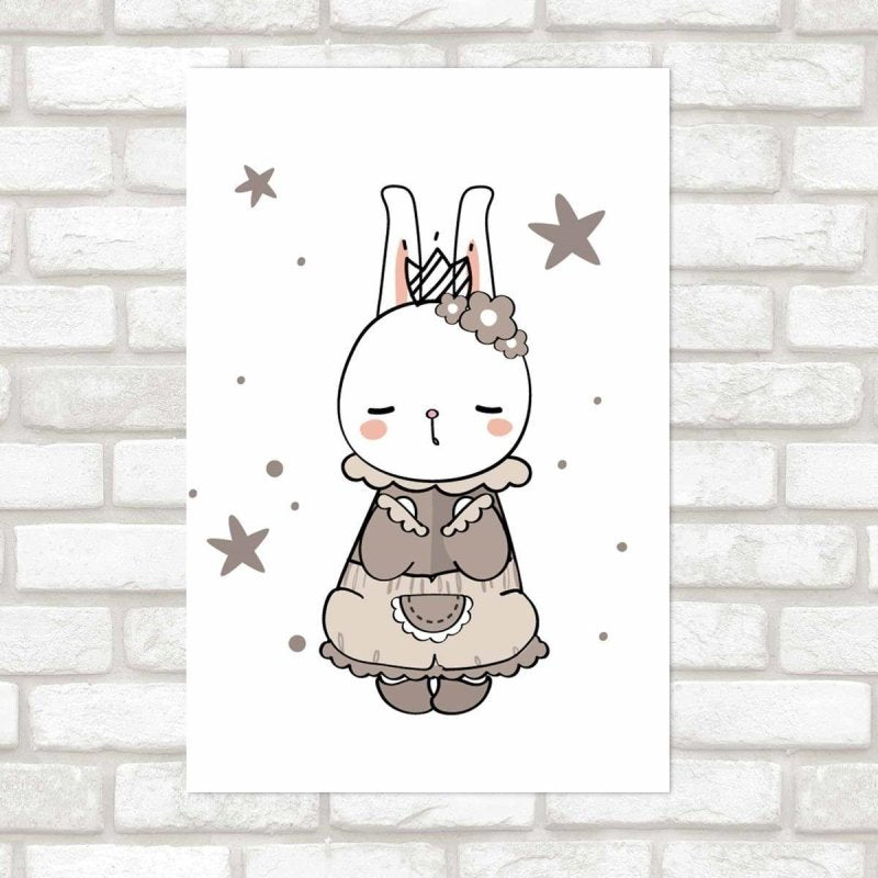 Poster Decorativo Coelhinha Fofa Em Bege N09233 - Papel na Parede