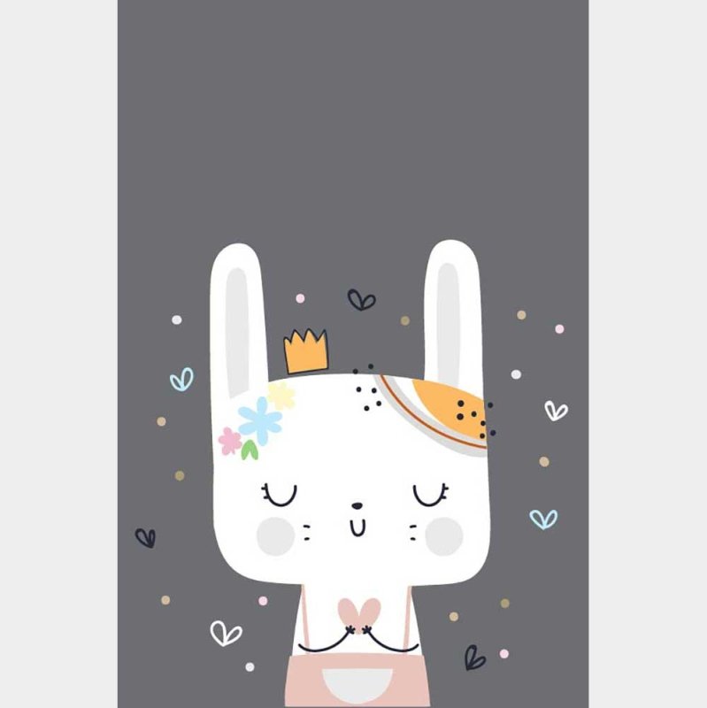 Poster Decorativo Coelhinho Fofo com Coroa N08299 - Papel na Parede