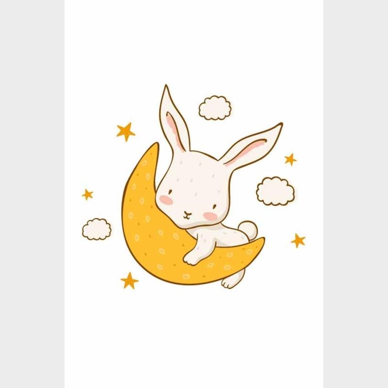 Poster Decorativo Coelho Na Lua N09254 - Papel na Parede