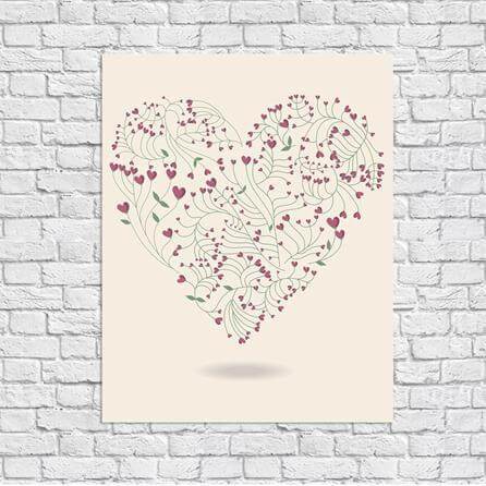 Poster Decorativo Coração Floral 160706906 - Papel na Parede