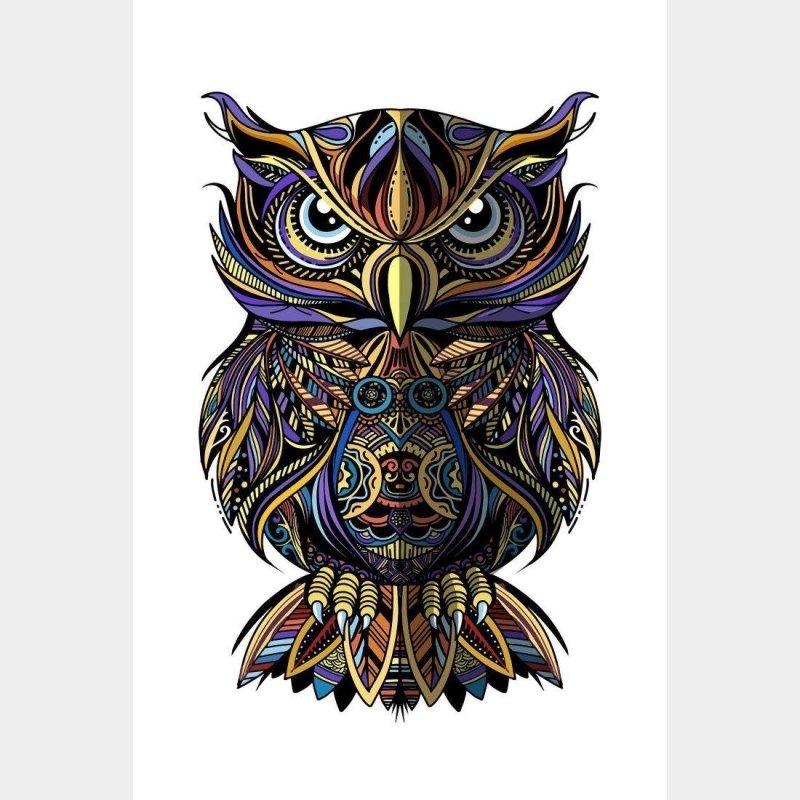 Poster Decorativo Coruja Étnica N014252 - Papel na Parede