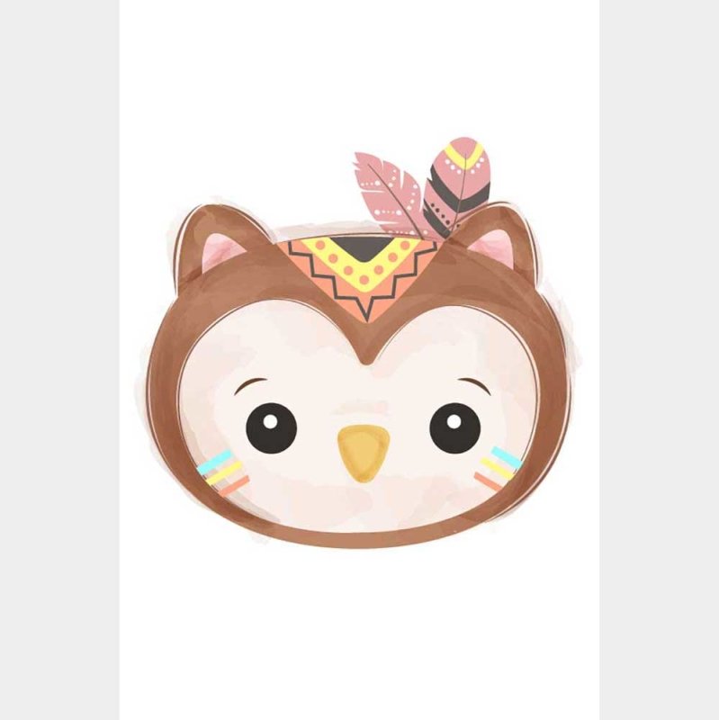 Poster Decorativo Coruja Índio Infantil N08060 - Papel na Parede