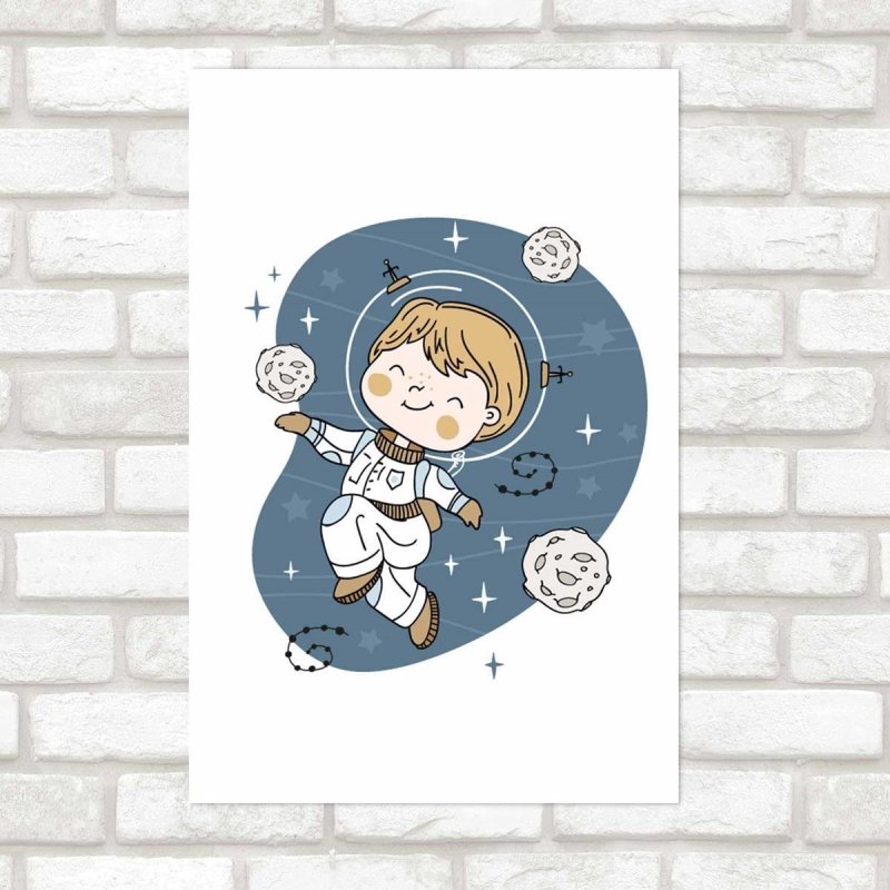 Poster Decorativo Criança Astronauta N09260 - Papel na Parede