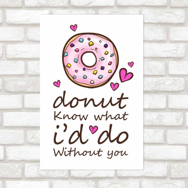 Poster Decorativo Donut E Corações N09242 - Papel na Parede